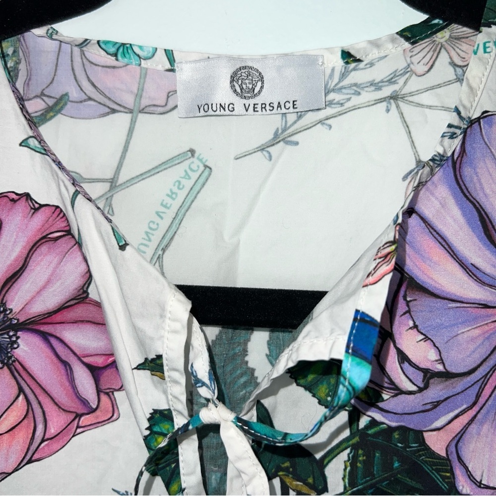 Young Versace Girls Floral Print Sleeveless Top- Made in Italy | Size 6A - Picture 3 of 8